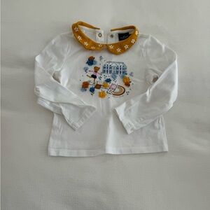 White Kids Shirt with Mustard Collar by Sergent Major